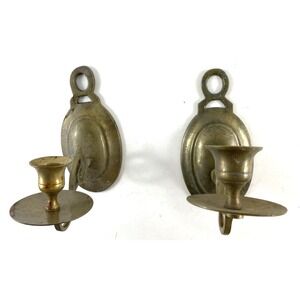 Lot of 2 Vintage Baldwin Brass Wall Sconces Candlestick Holders MCM